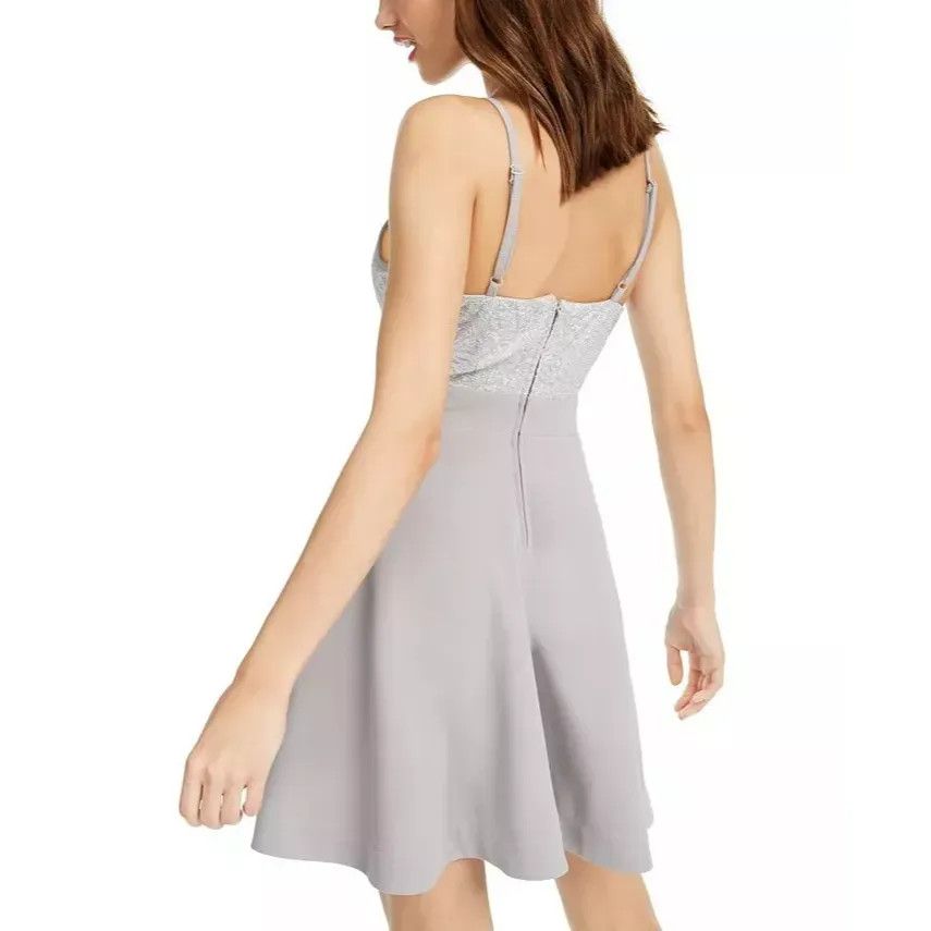 Other Speechless Juniors' Sparkle-Embellished Halter Dress, Gray/S Size ONE SIZE - 4 Thumbnail