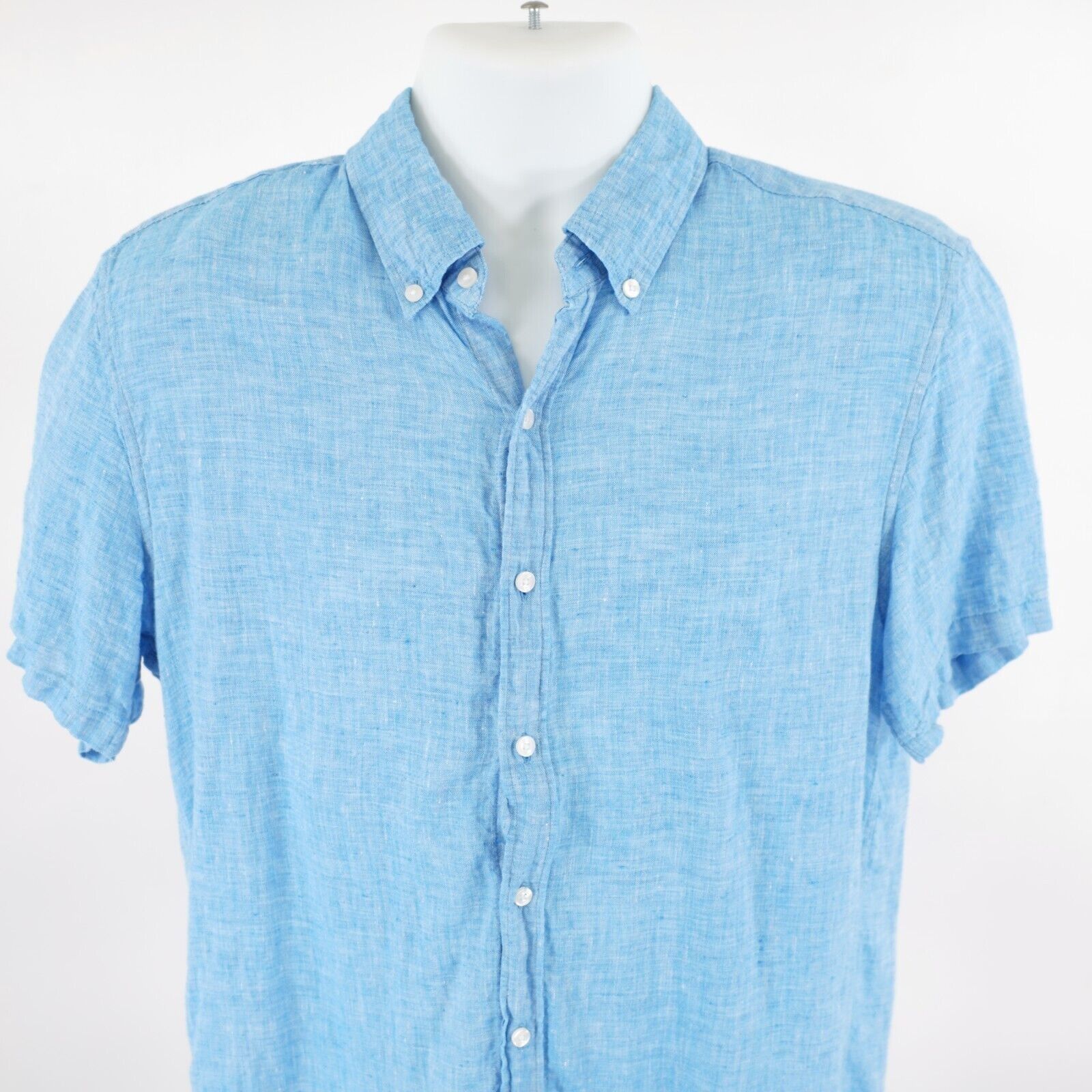 Michael Kors Michael Kors 100% Linen Slim Fit Blue Short Sleeve Medium Bu Size US M / EU 48-50 / 2 - 1 Thumbnail