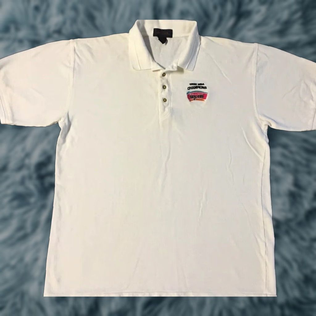 NBA VINTAGE San Antonio Spurs NBA Finals Champions Polo Shirt XL Men Short Sleeve Crew Neck White 1999 90s Spurs Champion Graphic Tee Size US XL / EU 56 / 4 - 1 Thumbnail