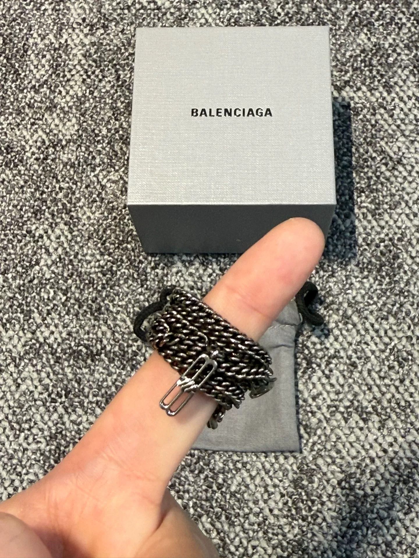 Balenciaga Balenciaga Silver Chain Ring Size ONE SIZE - 1 Thumbnail