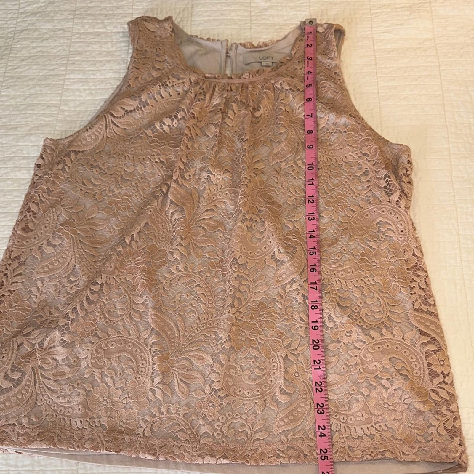 Other LOFT Large Lace Sleeveless Blouse Dusty Rose Like New Size L / US 10 / IT 46 - 4 Thumbnail