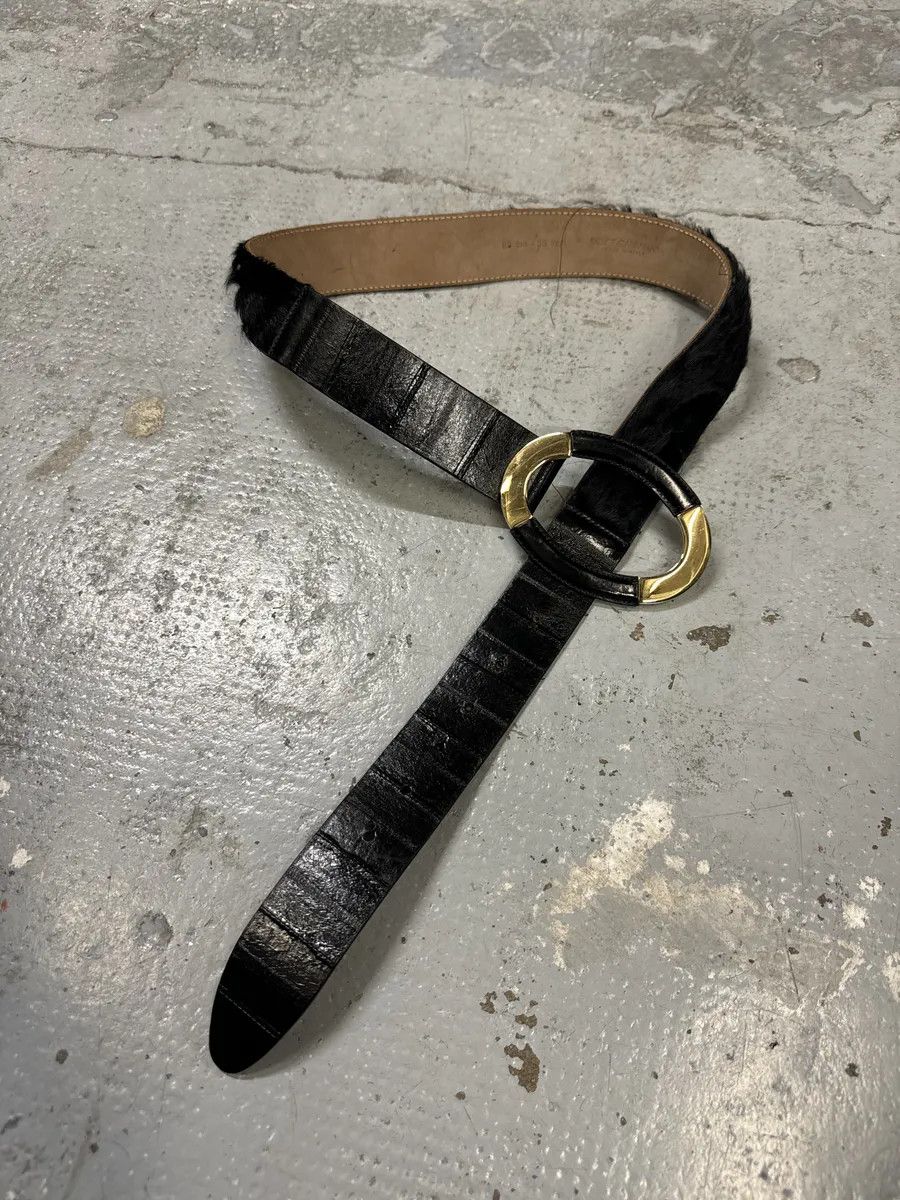 Designer × Dolce & Gabbana × Vintage 2000s Dolce & Gabbana Black Leather Pony Hair Belt Size ONE SIZE - 2 Thumbnail