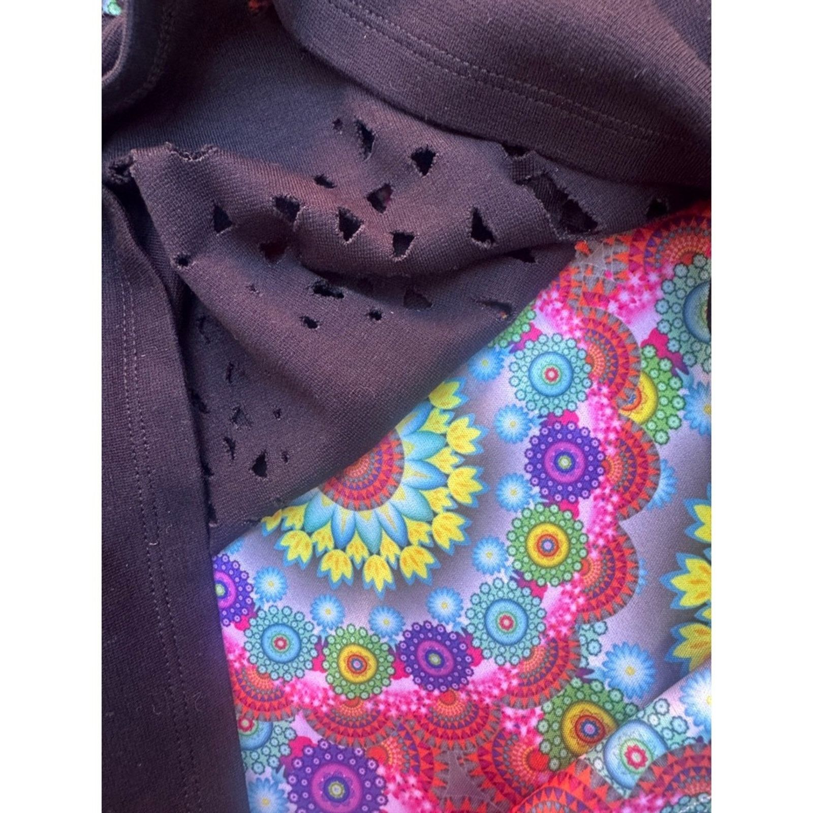 Desigual Desigual Black Cutout Dress with Colorful Mandala Print Size M / US 6-8 / IT 42-44 - 4 Thumbnail