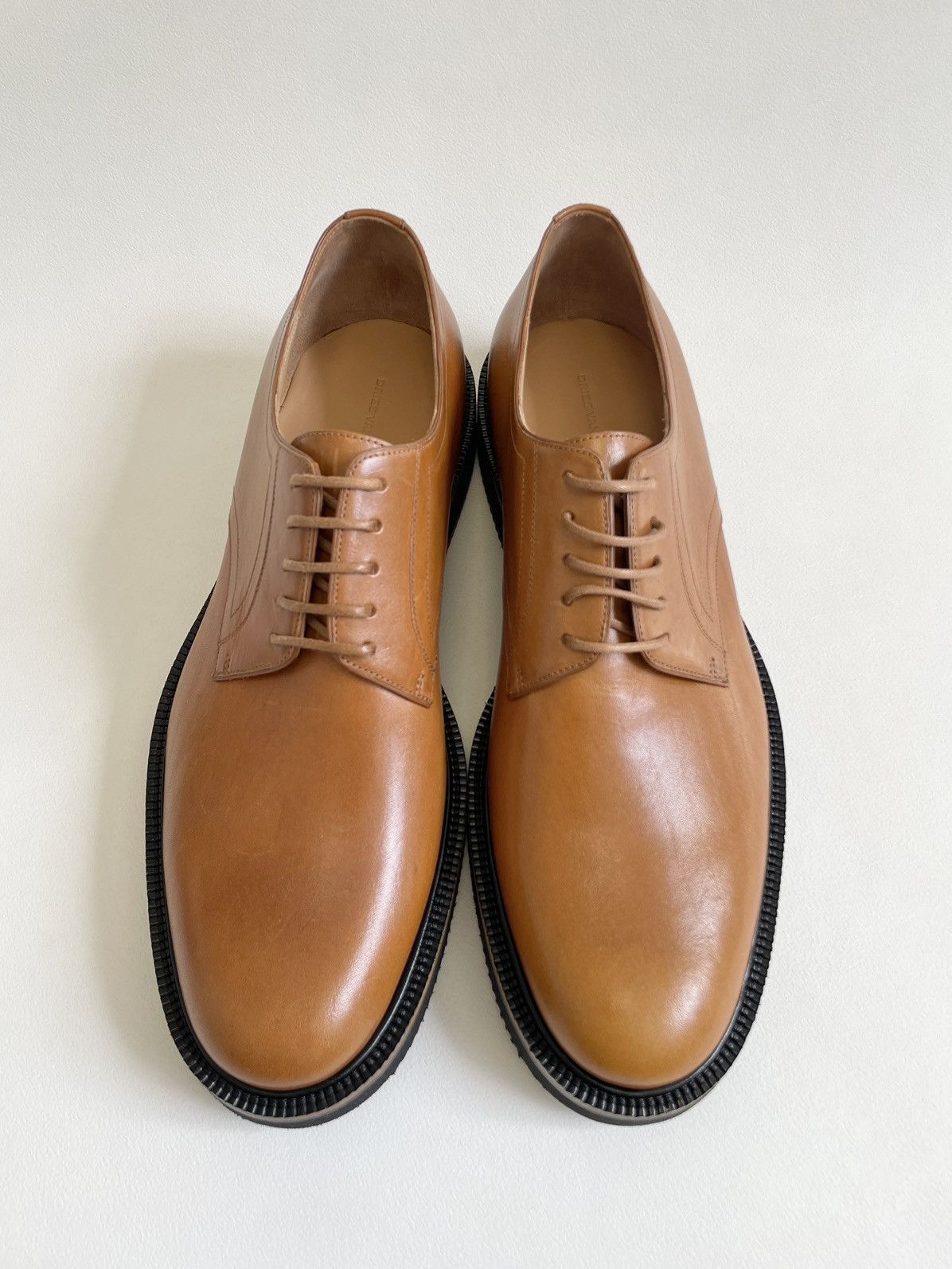 Dries Van Noten S/S 20 Tan Leather Derby Shoes Size US 9 / EU 42 - 1 Thumbnail