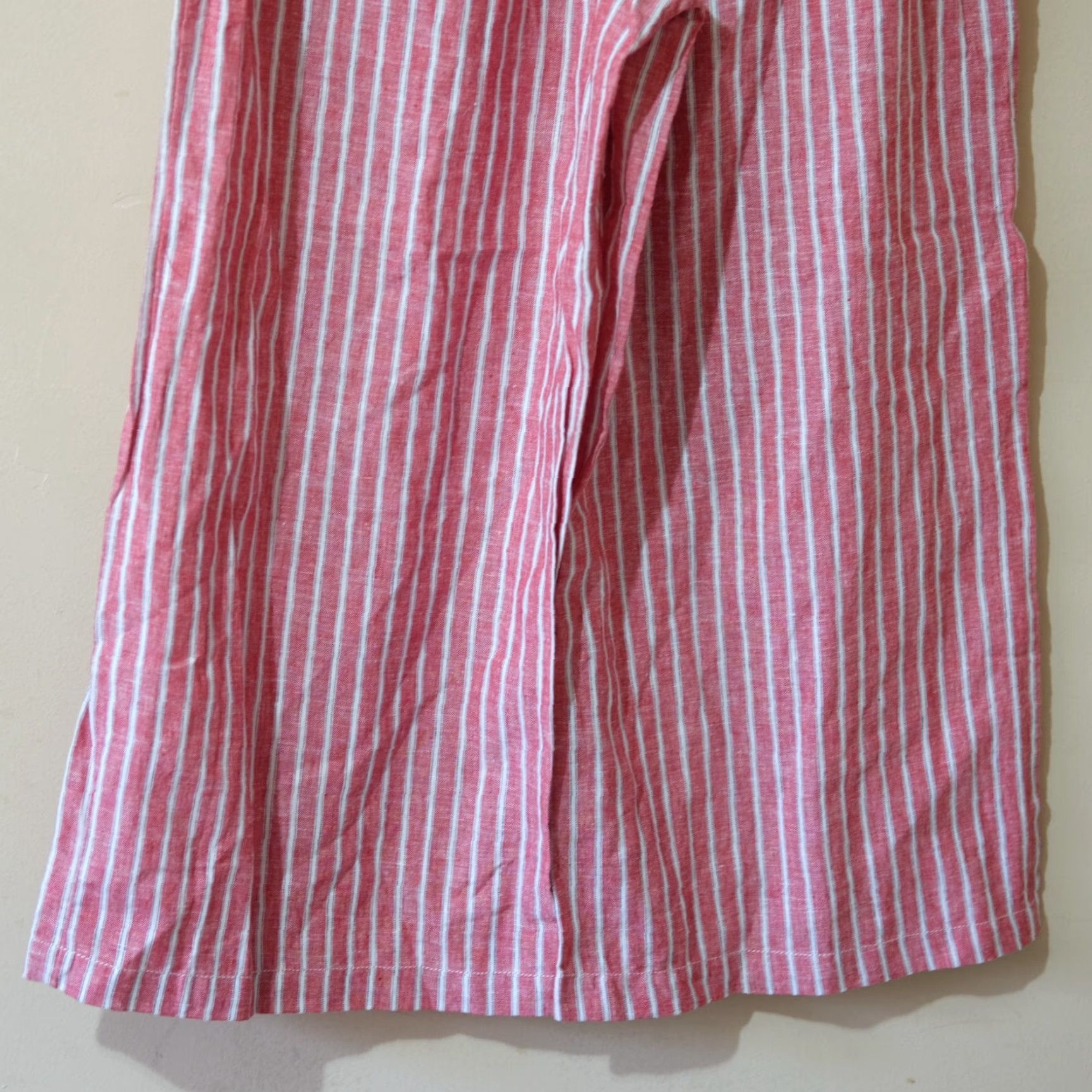 Vintage NWT! Max Studio Linen Blend Crop Pants Wide-Leg Red/White Women's L Pants Cropped Wide-Leg Cotton Linen Red/White Women L Size 36" / US 14 / IT 50 - 6 Thumbnail