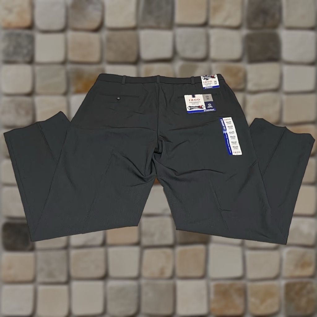 Izod IZOD Dress Pants Men's 36x32 Gray Dark Performance Stretch Comfort Straight NWT Size US 36 / EU 52 - 1 Thumbnail