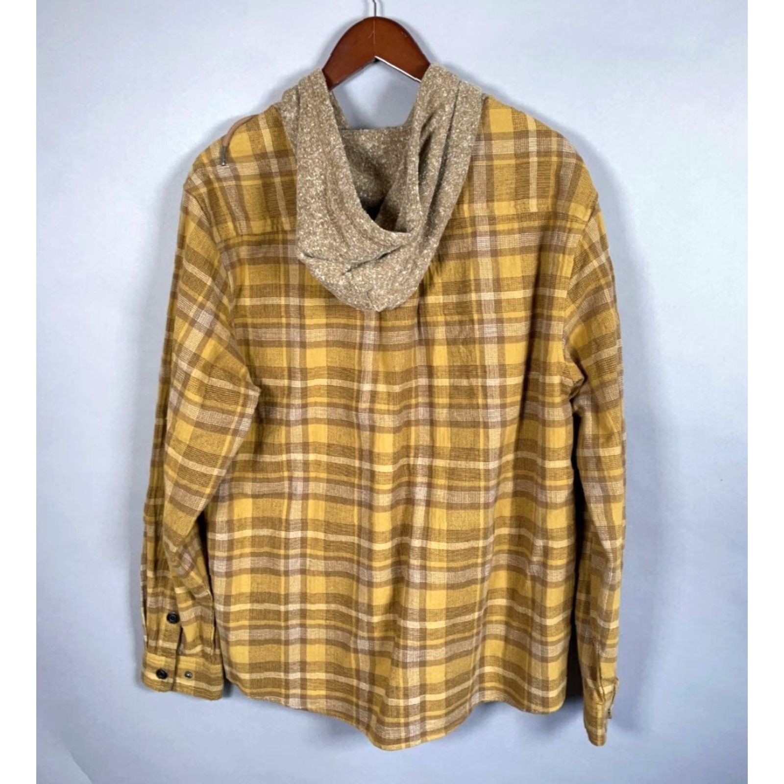 Katin VINTAGE Katin Harold Hooded Flannel Shirt Adult Large Yellow Plaid Snap Button Hooded Flannel Men's Large Yellow 90s Grunge Shirt Size US L / EU 52-54 / 3 - 2 Thumbnail