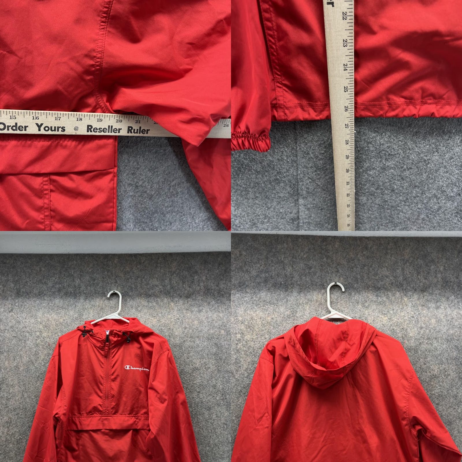 Champion VINTAGE Champion Jacket Anorak Hoodie Windbreaker Red Polyester Pullover Men Small S Regular Logo Winter Fall Spring Summer 40 in Chest Mens Size US S / EU 44-46 / 1 - 8 Thumbnail