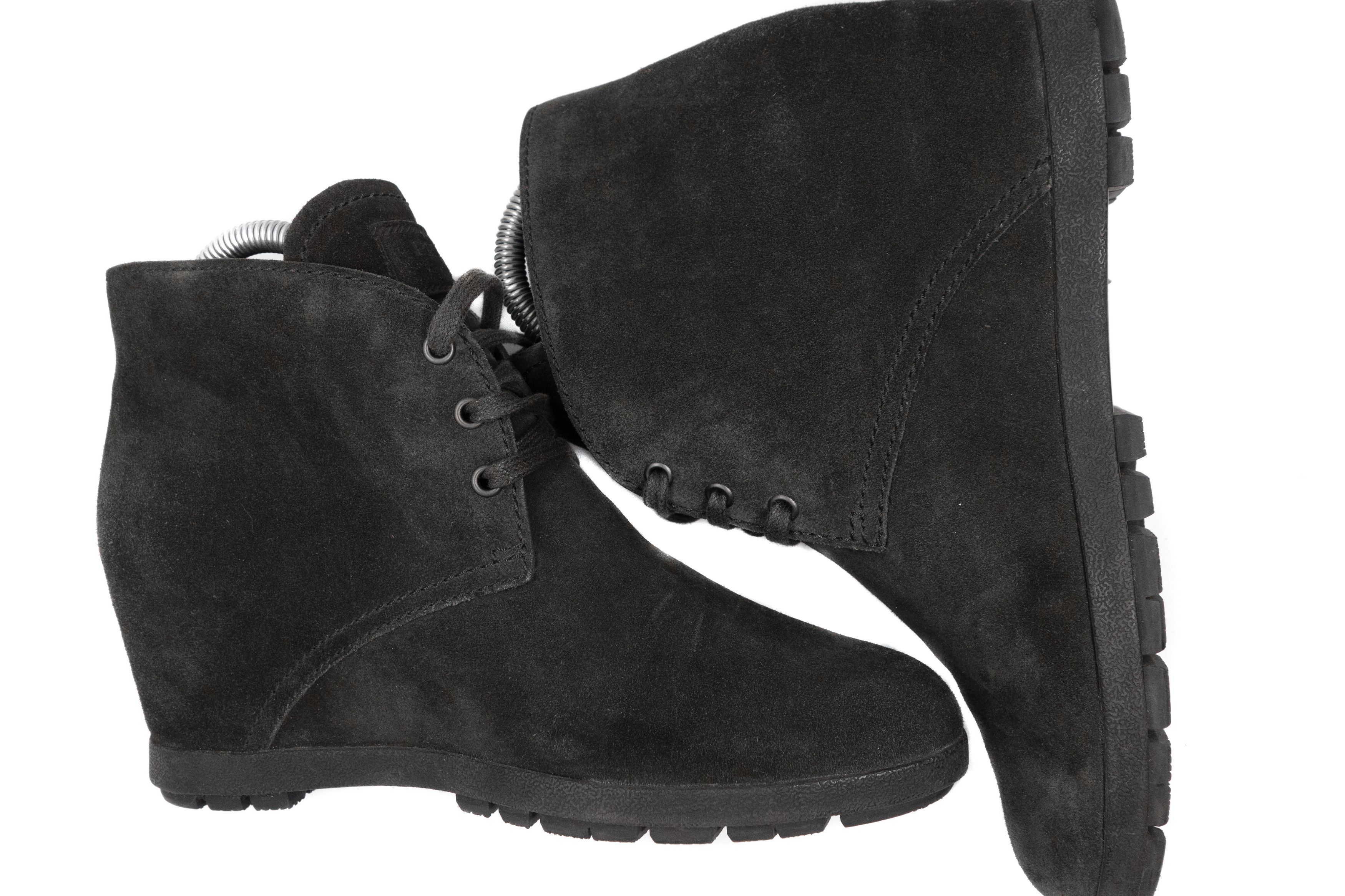 Prada Suede Wedge Desert Ankle High Boots Size US 10 / IT 40 - 3 Thumbnail