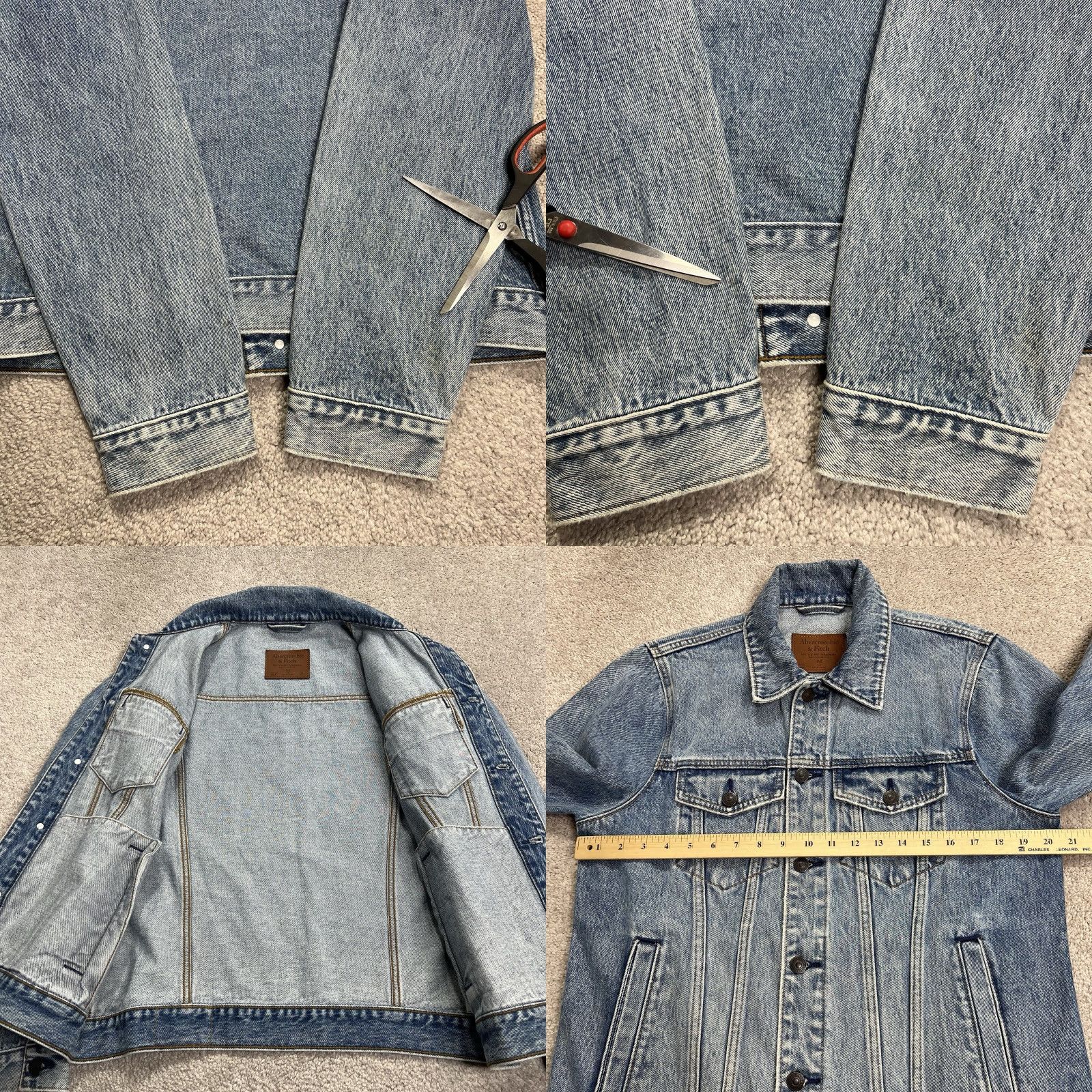 Abercrombie & Fitch Abercrombie & Fitch Denim Jean Jacket Mens Medium Classic Trucker Button Up Workwear Shirt Size US 31 - 8 Thumbnail