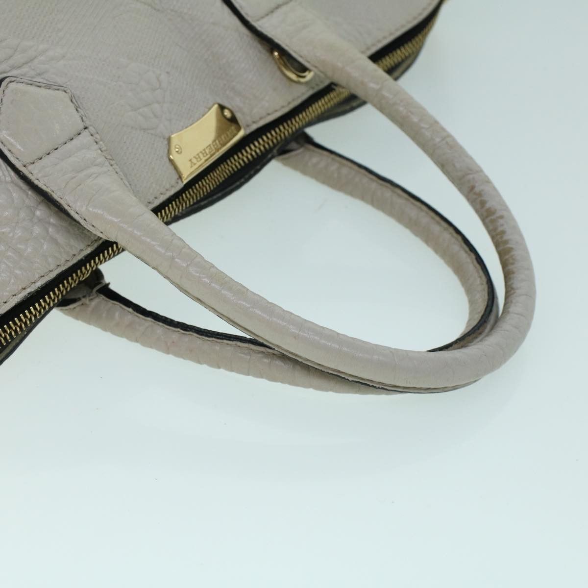 Burberry Burberry Tote Bag Leather Gray White Size ONE SIZE - 7 Thumbnail