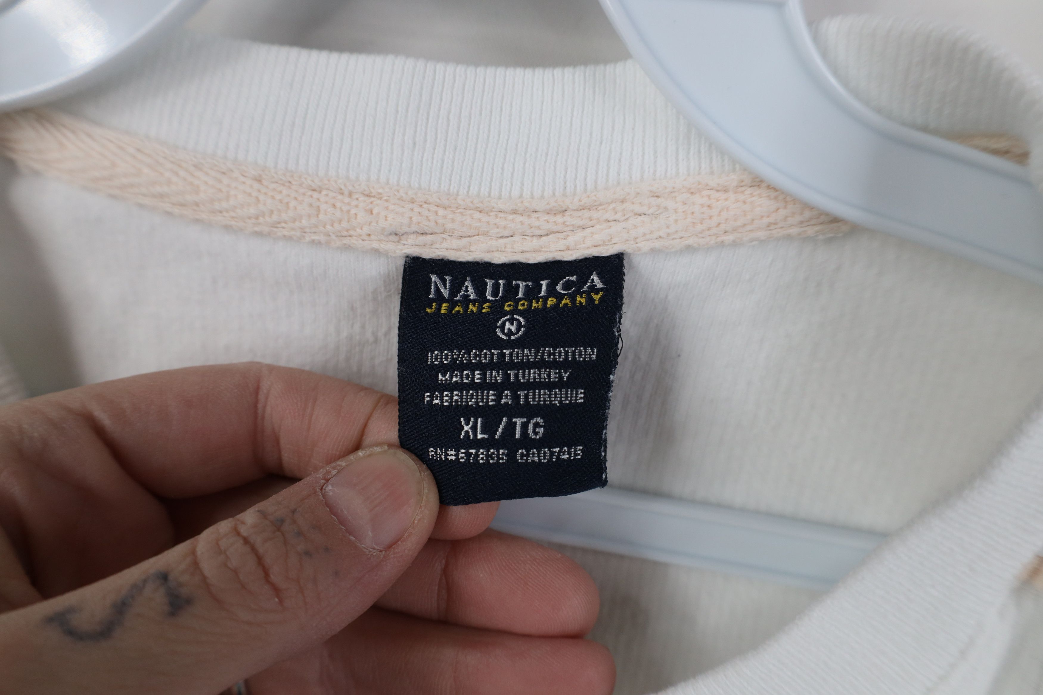 Nautica Vintage 90s Nautica Heavy Cotton Ribbed Knit T-Shirt White Size US XL / EU 56 / 4 - 6 Thumbnail