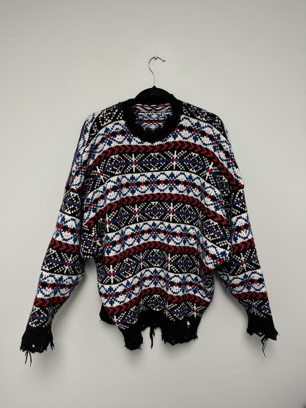 image of R13 Fair Isle Oversized Sweater. Xs in Blue, Men's