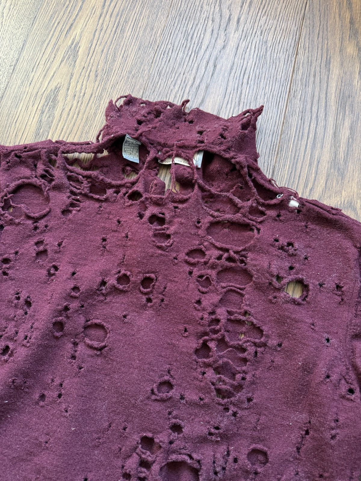 Vintage Vintage Thrashed Collared Knit Long Sleeve Wool Sweater Size US L / EU 52-54 / 3 - 7 Thumbnail