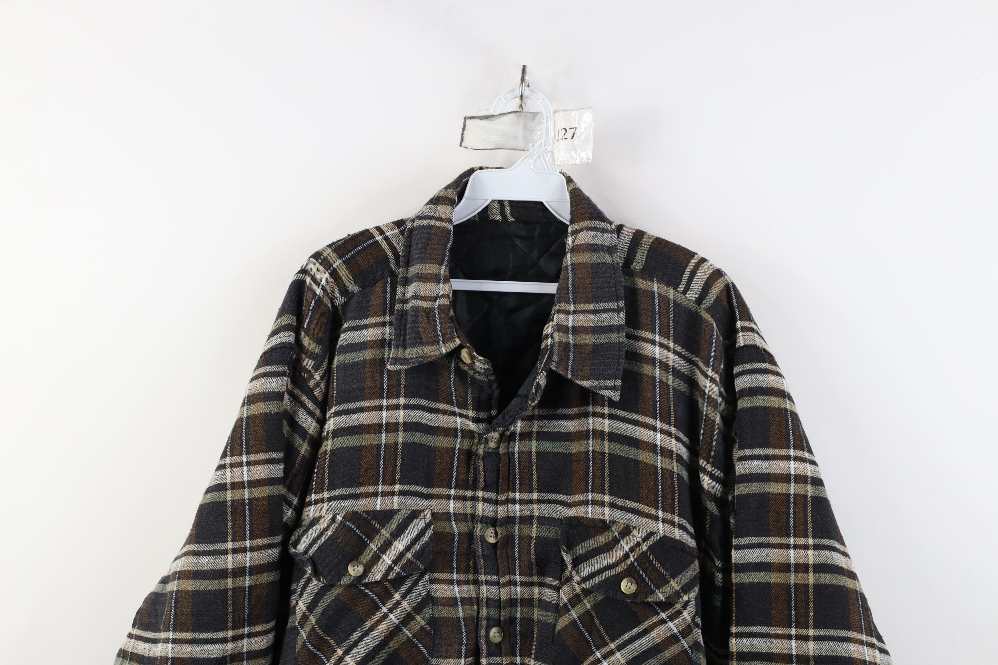 Vintage Vintage 90s Streetwear Quilted Flannel Shirt Jacket Plaid Size US XL / EU 56 / 4 - 2 Thumbnail