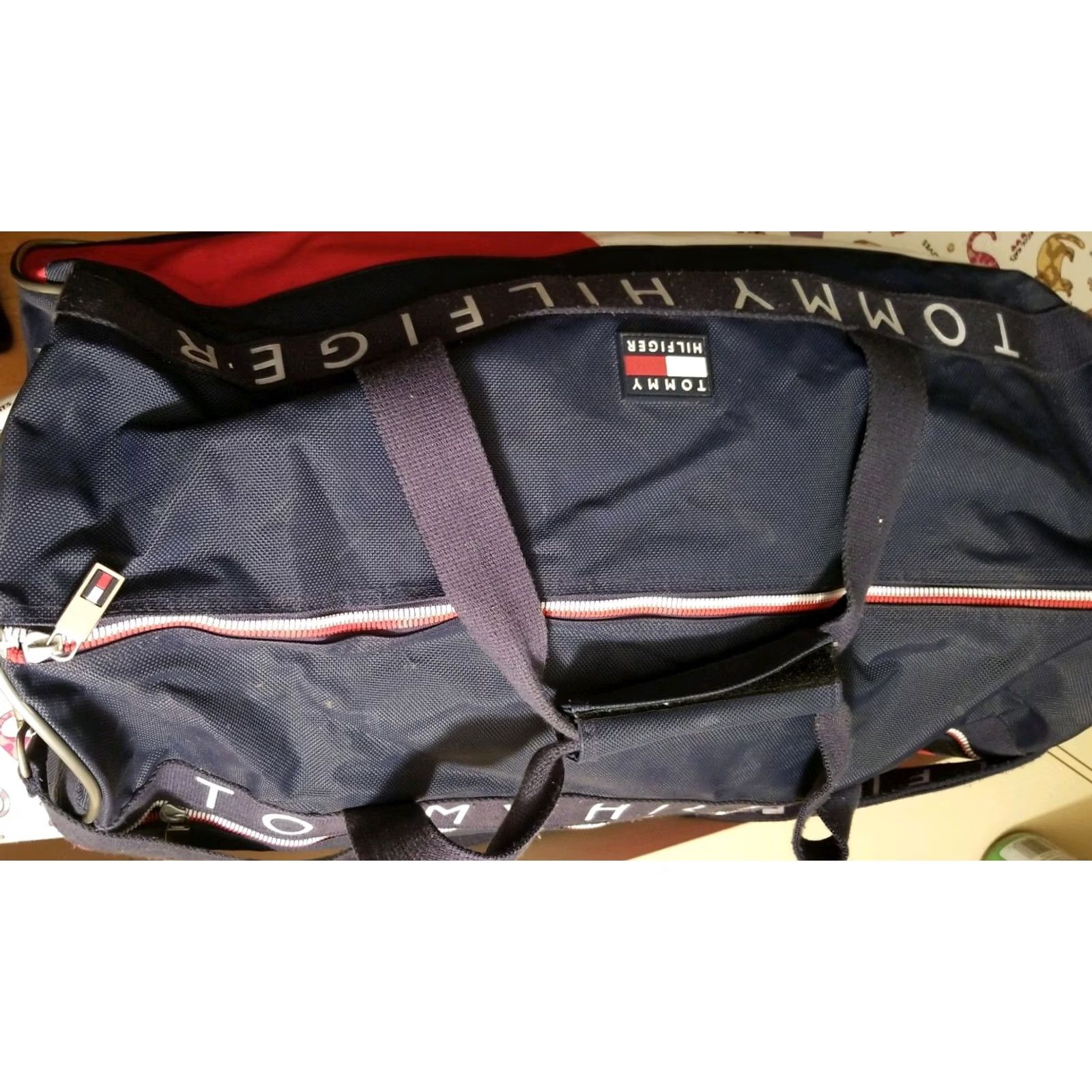 Tommy Hilfiger VINTAGE Tommy Hilfiger Big Flag Spellout Gym Duffle Carry On Travel Bag Mens Blue Carry On Travel Bag Size ONE SIZE - 4 Thumbnail