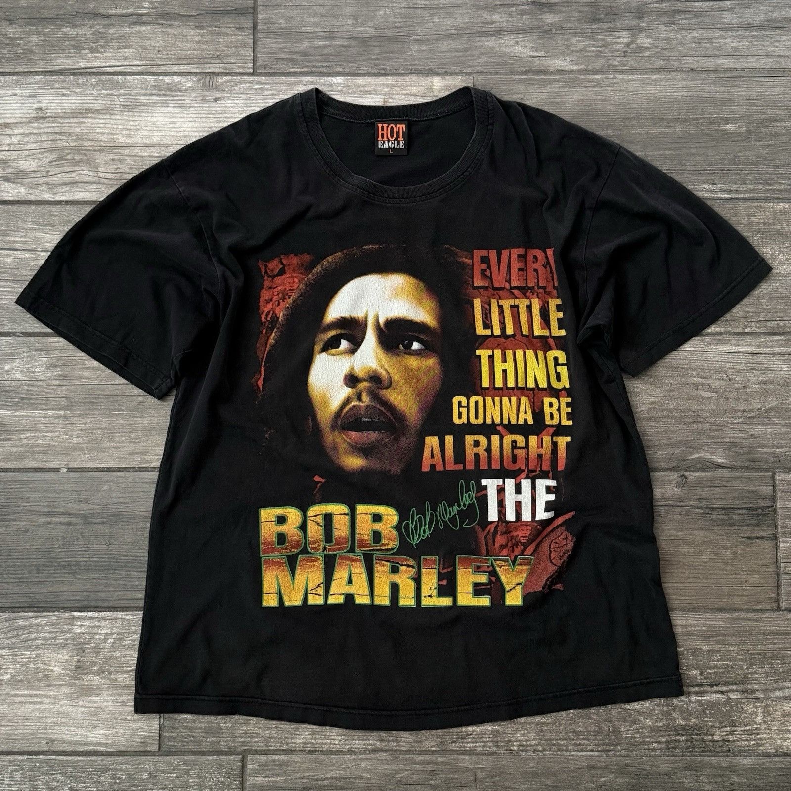Bob Marley Y2K BOB MARLEY BLACK T-SHIRT HOT EAGLE THREE LITTLE BIRDS LY Size US L / EU 52-54 / 3 - 1 Thumbnail