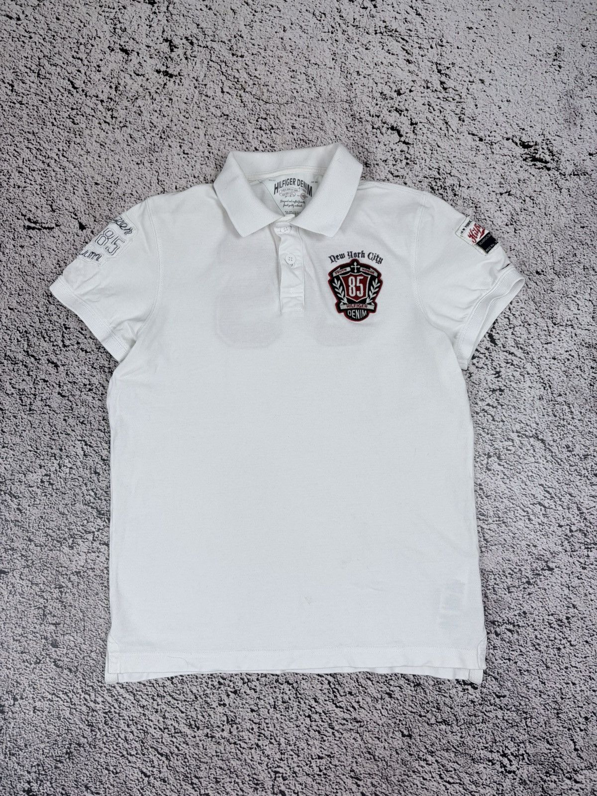 Tommy Hilfiger Tommy Hilfiger Denim White Varsity 85 Patch Polo Shirt L Size US L / EU 52-54 / 3 - 1 Thumbnail