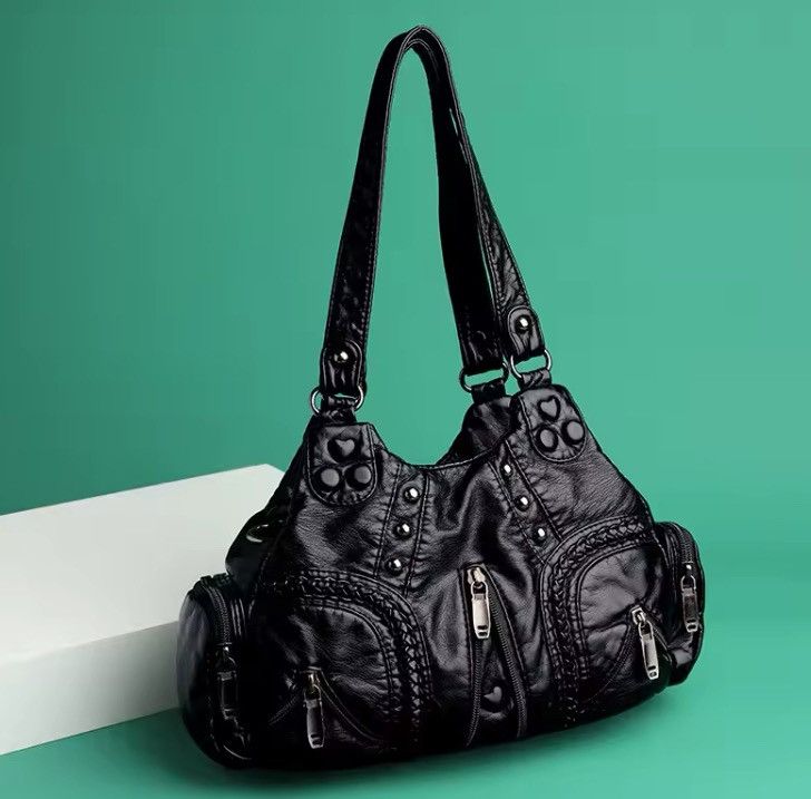 Japanese Brand Punk Goth Pu Leather Tote Bag Size ONE SIZE - 4 Thumbnail