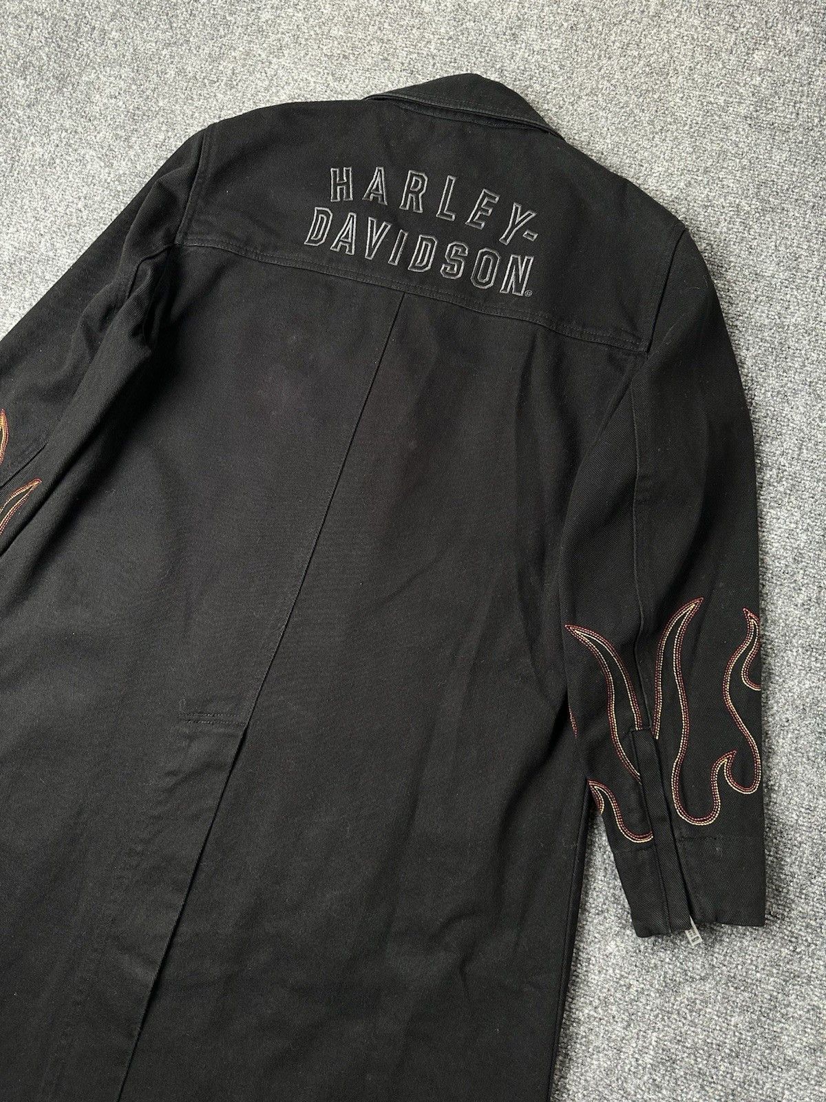 Harley Davidson Mens Coat Harley Davidson Flame Embroidered Long, Size XL Size US XL / EU 56 / 4 - 4 Thumbnail