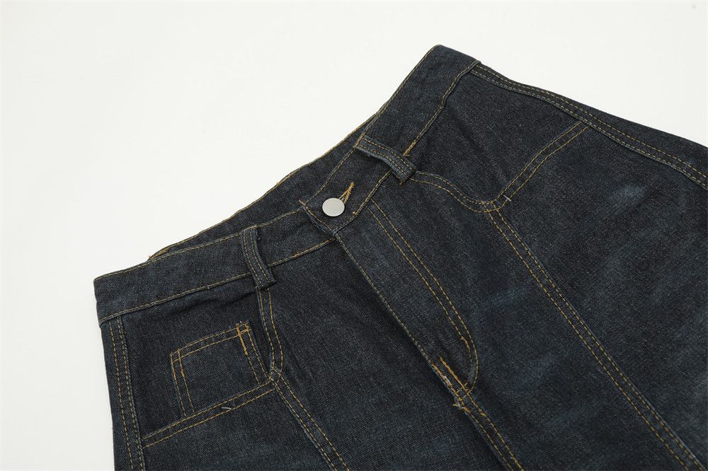Japanese Brand × Jean Men's street loose wide-leg letters embroidered washed jeans Size US 32 / EU 48 - 4 Thumbnail