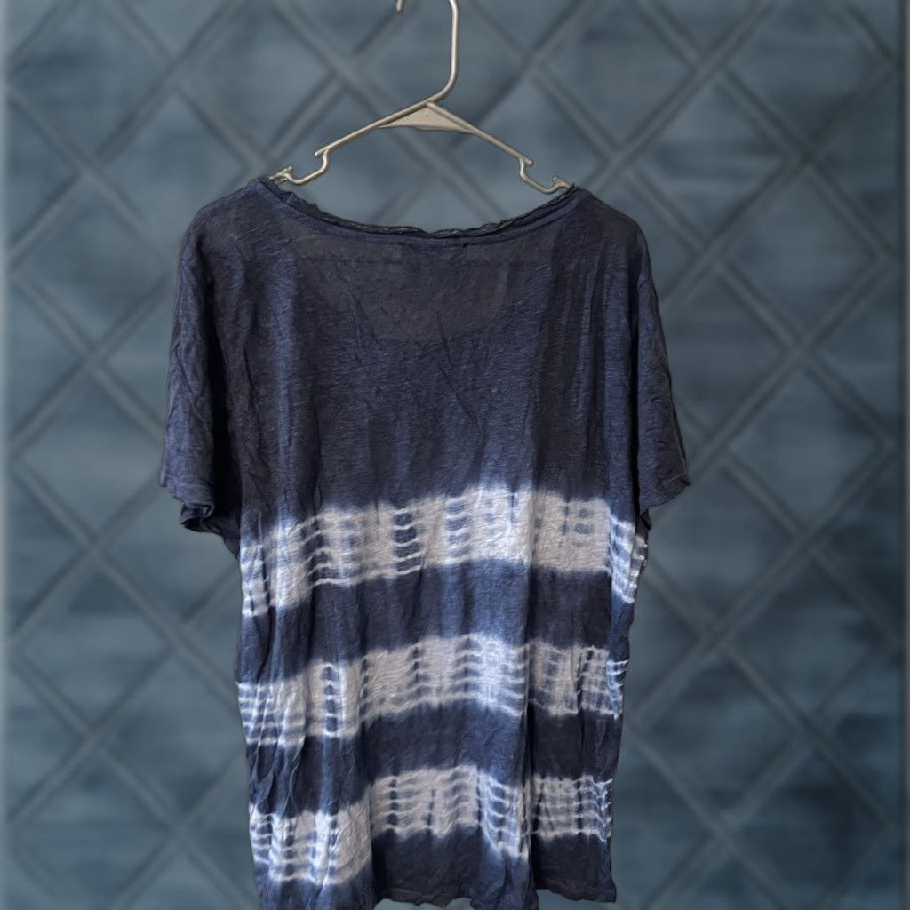 Vince Camuto Vince Camuto Turo Blue Tie-dye Linen Sweater XL Women Pullover Crew Neck Casual Lightweight Breathable Colorful Sat ス Size XL / US 12-14 / IT 48-50 - 1 Thumbnail