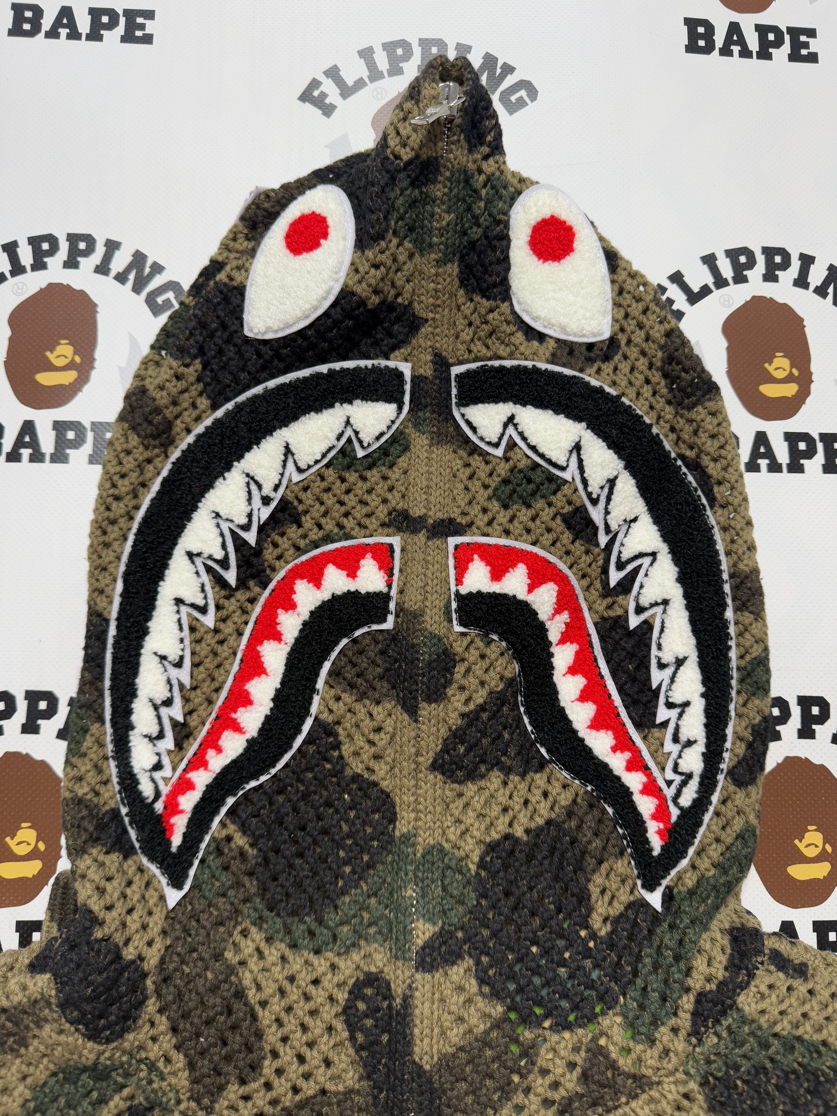 Bape 1ST CAMO CROCHET SHARK FULL ZIP HOODIE Size US L / EU 52-54 / 3 - 3 Thumbnail