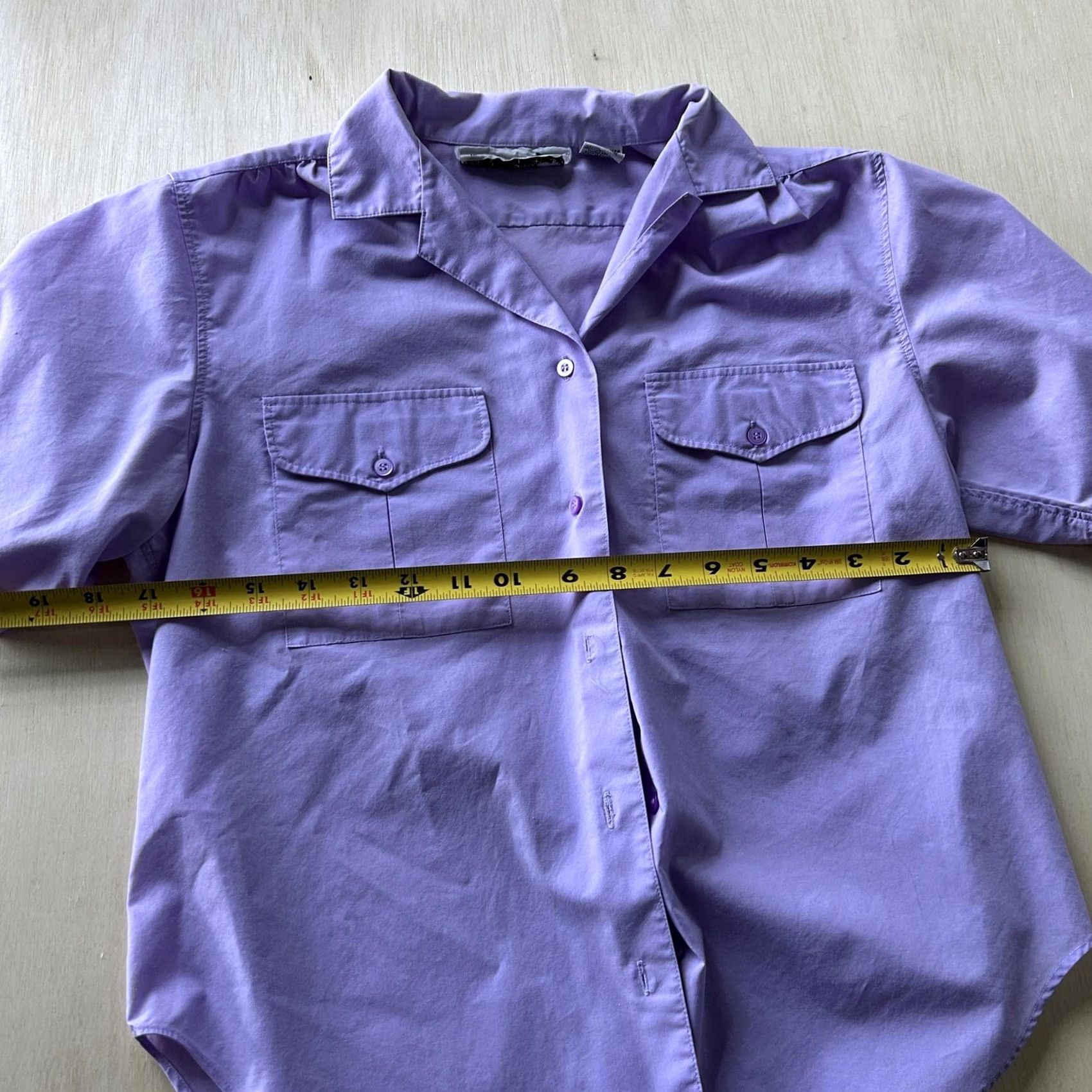 Vintage Hunter's Glen Shirt Womens 36 Purple Solid Short Sleeve Button-Up Collared Top Size XS / US 0-2 / IT 36-38 - 4 Thumbnail
