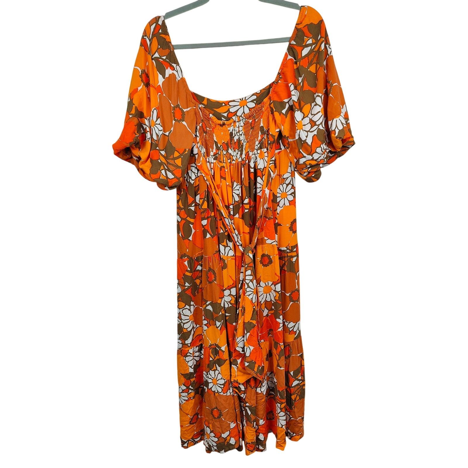 FAITHFULL Faithfull the Brand Kiowa Dress Womens US 6 Retro Orange Size M / US 6-8 / IT 42-44 - 9 Thumbnail