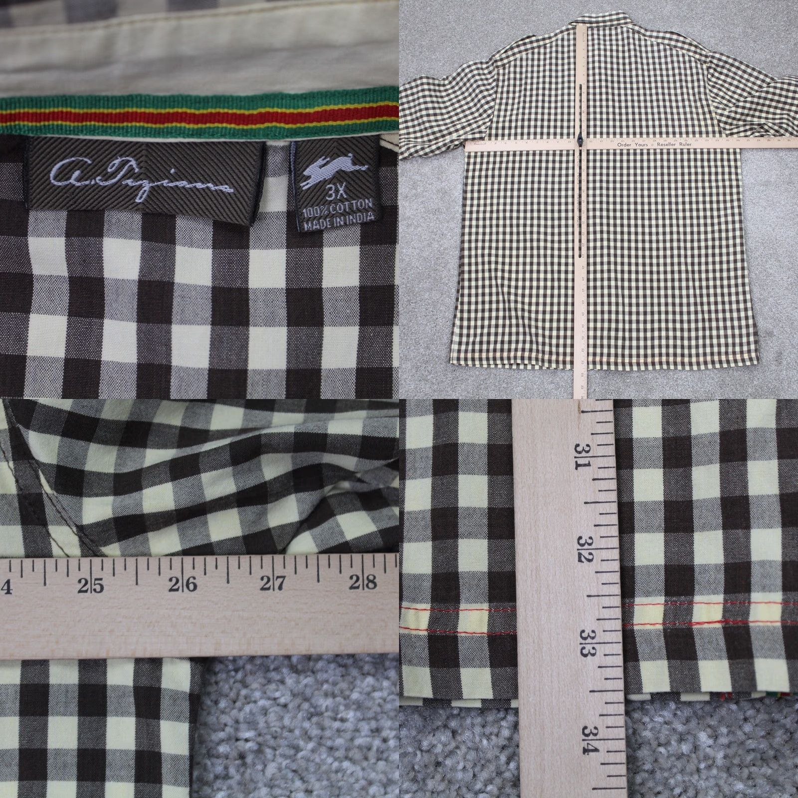 Vintage A. Tiziano Shirt Mens 3XL XXXL Brown/Yellow Plaid Long Sleeve Cotton Button Up Shirt Size US XXL / EU 58 / 5 - 8 Thumbnail