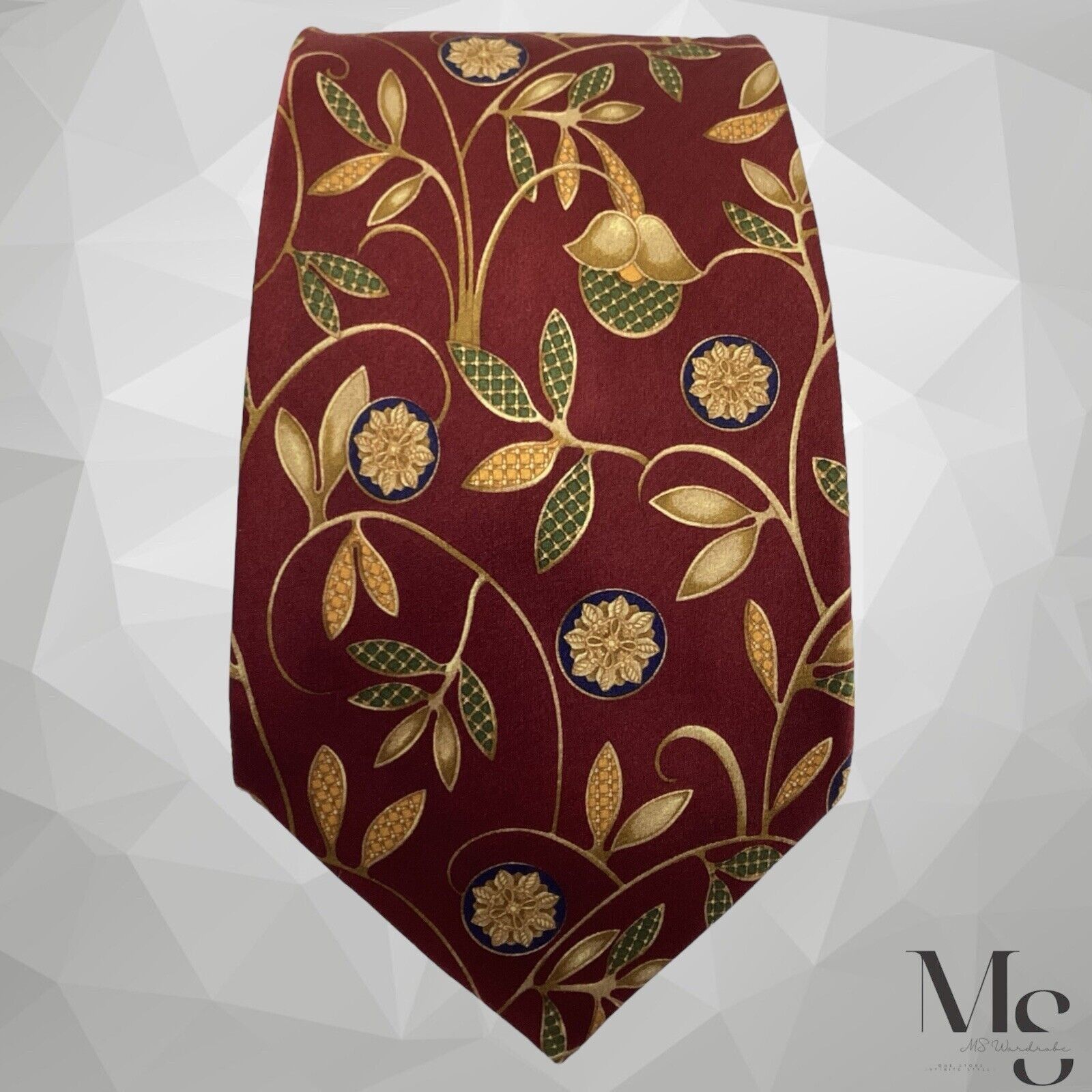 Lanvin LANVIN PARIS Bordeaux Leaf Print Luxury Silk Tie France W: 3 Size ONE SIZE - 3 Thumbnail