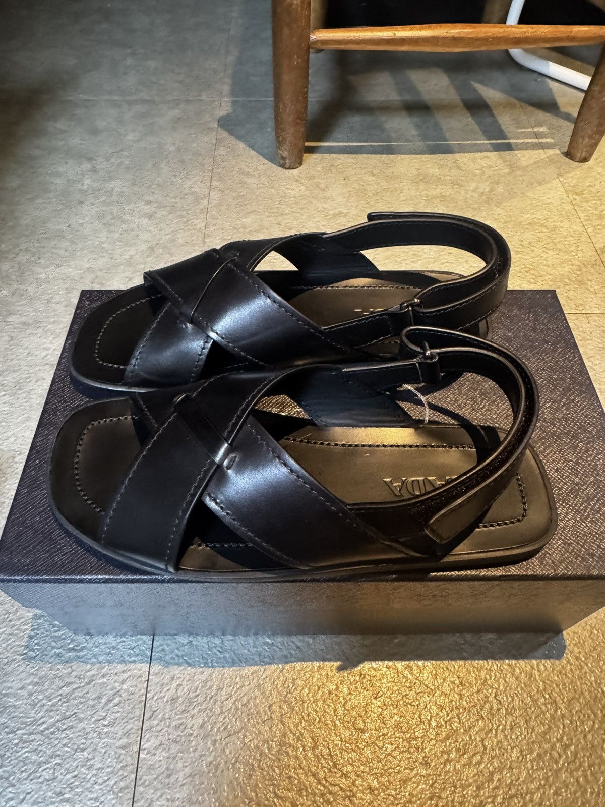 Prada *New*Prada Leather Cross Sandals Size US 8 / EU 41 - 4 Thumbnail