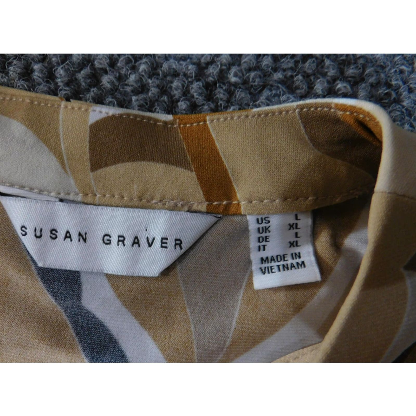 Vintage Susan Graver Shirt Womens Large Leaf Print 3/4 Sleeve Pullover Top Blouse Size L / US 10 / IT 46 - 5 Thumbnail