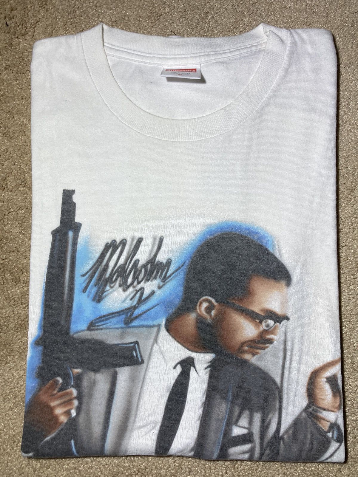Supreme 2003 Supreme Malcolm X Tee White Political Large OG 90s 