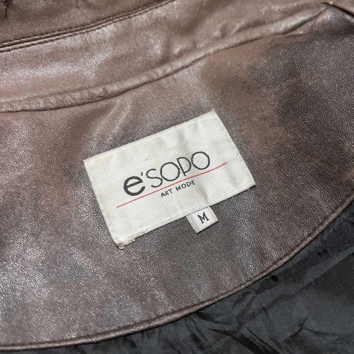Vintage 0.1- E’Sopo Vintage Leather Jacket Size US L / EU 52-54 / 3 - 3 Thumbnail