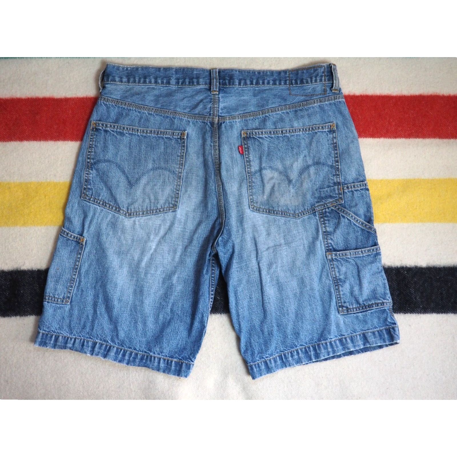 Levi's VINTAGE Levi's Denim Shorts 38W 23" Length Relaxed Cargo Grunge Distressed Blue Men's Shorts Size US 38 / EU 54 - 2 Thumbnail