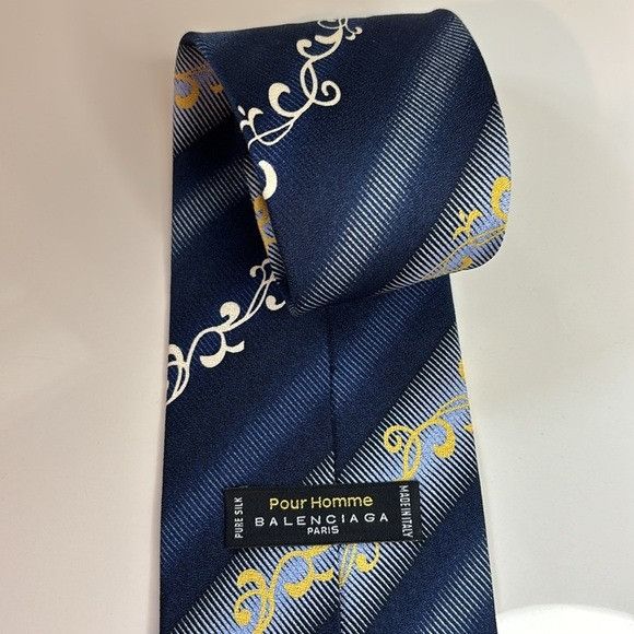 Balenciaga Balenciaga Paris Pour Homme Men’s OS 100% Silk Necktie Tie Size ONE SIZE - 4 Thumbnail