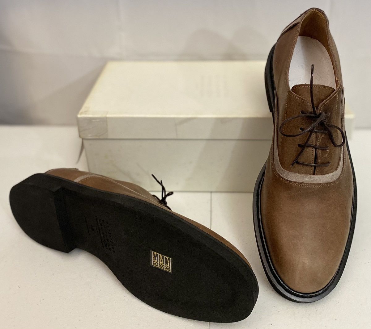 Maison Margiela Maison Margiela 22 🇮🇹 Brown Leather Suede Trim Oxfords 13 New Size US 13 / EU 46 - 14 Thumbnail
