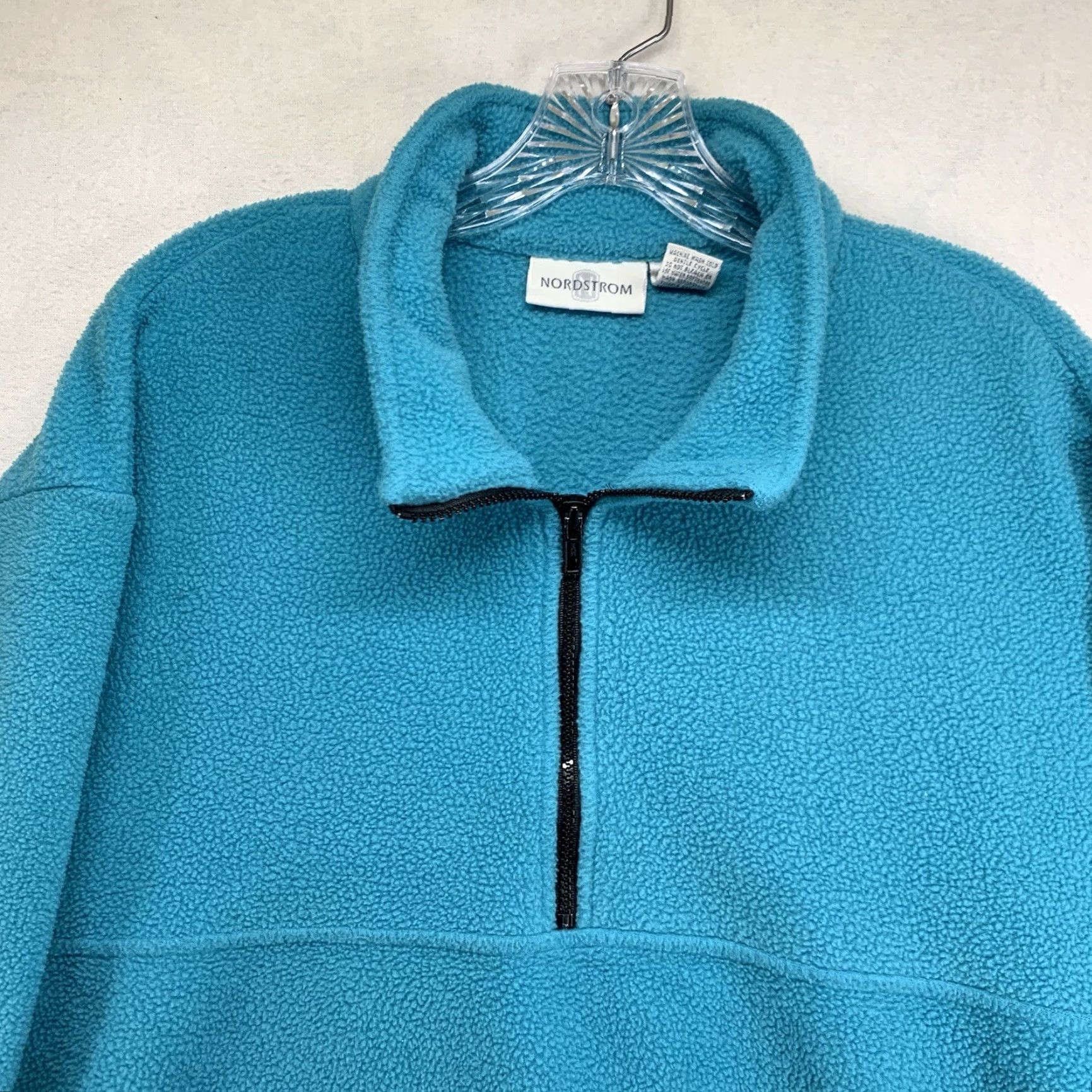 Nordstrom Vintage Nordstrom Fleece Quarter Zip Pullover Sweater Large Made In USA Aqua Blue Size US L / EU 52-54 / 3 - 7 Thumbnail
