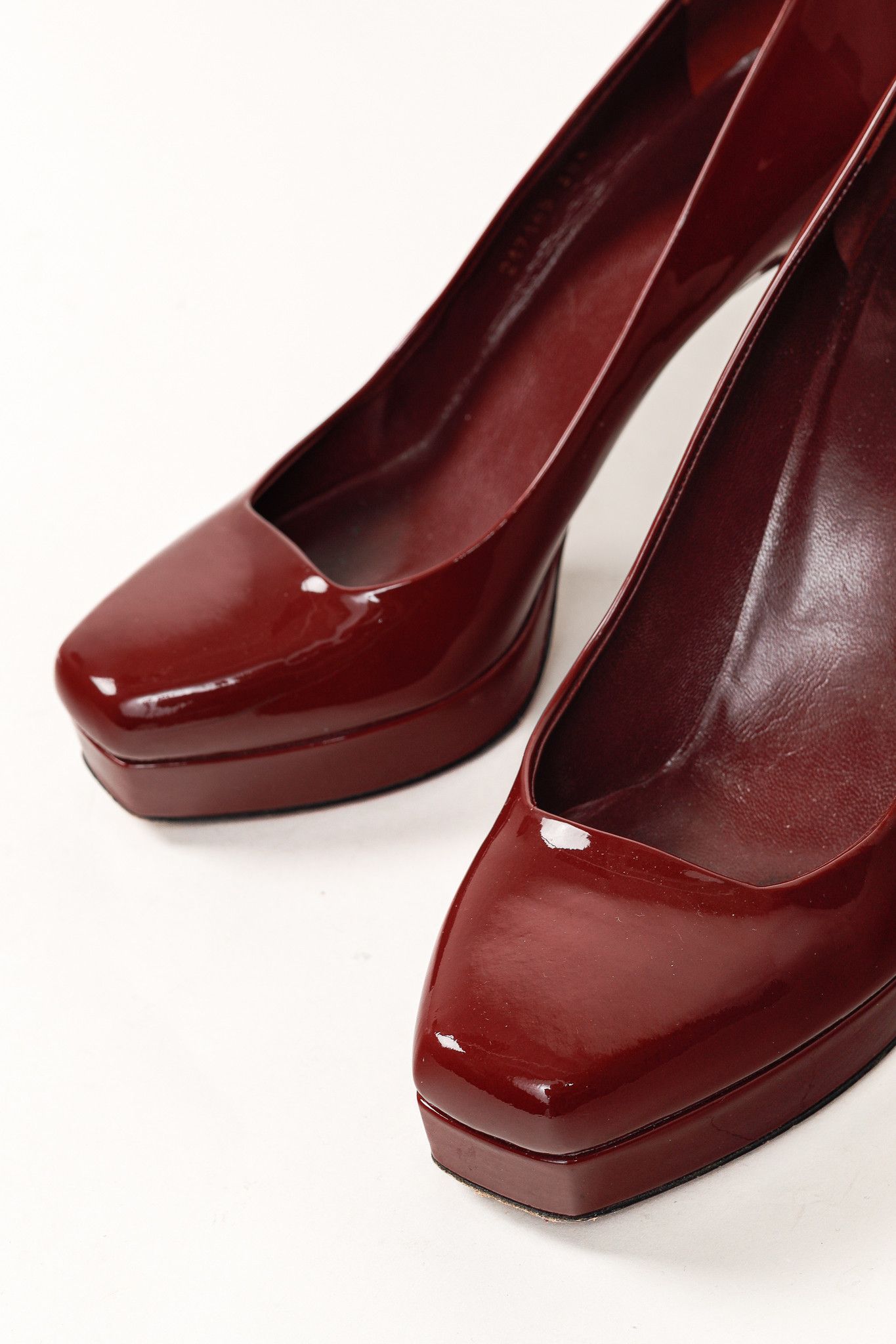 Gucci Gucci Burgundy Vernice Crystal Square-Toe Platform Pumps Size US 8 / IT 38 - 6 Thumbnail