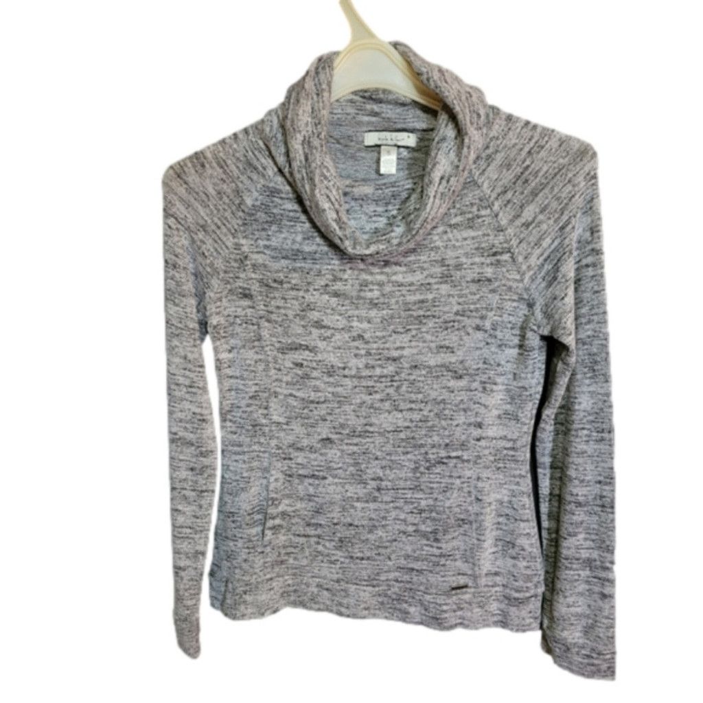 Nicole Miller Nicole Miller, cowlneck knit top, marled gray, nwot S Size S / US 4 / IT 40 - 1 Thumbnail