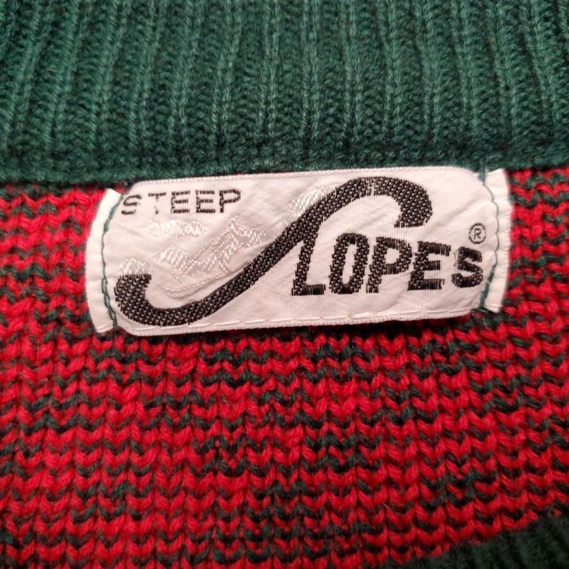 Vintage VINTAGE Steep Slopes Sweater Mens L Green Red Knit Pullover Snowflake 80s Christmas Retro 80s Argyle Diamond Crew Neck Size US L / EU 52-54 / 3 - 4 Thumbnail