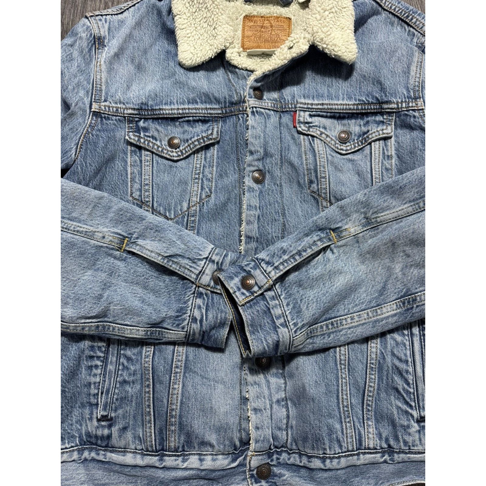 Levi's × Vintage Levi's Blue Denim Sherpa Trucker Jacket Size US L / EU 52-54 / 3 - 8 Thumbnail