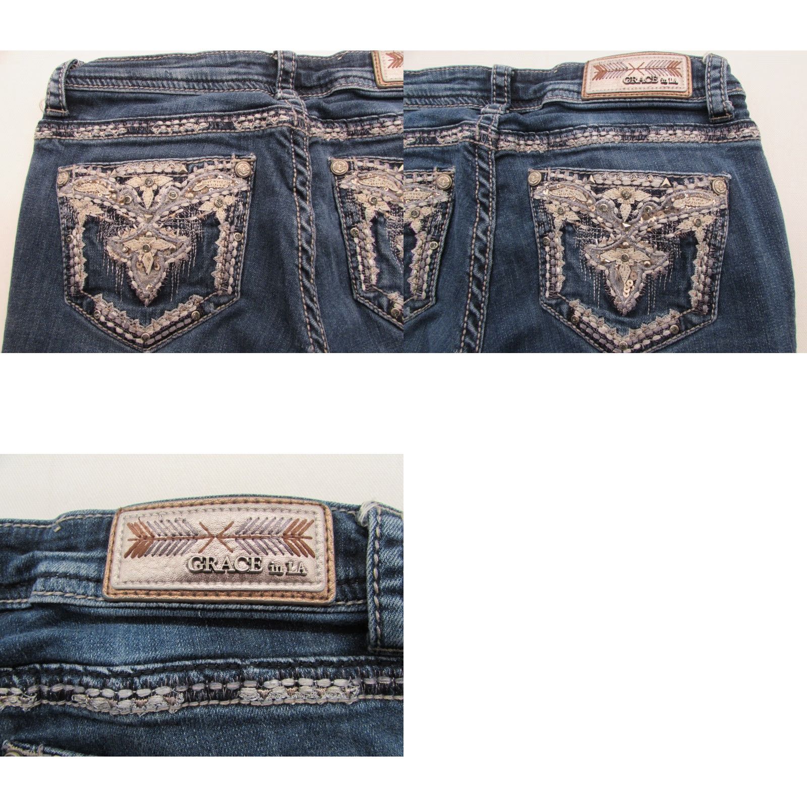 Vintage Grace Womens Jeans Ankle Skinny 27 Size Embroidered Studded 2405 Size 27" / US 4 / IT 40 - 8 Thumbnail