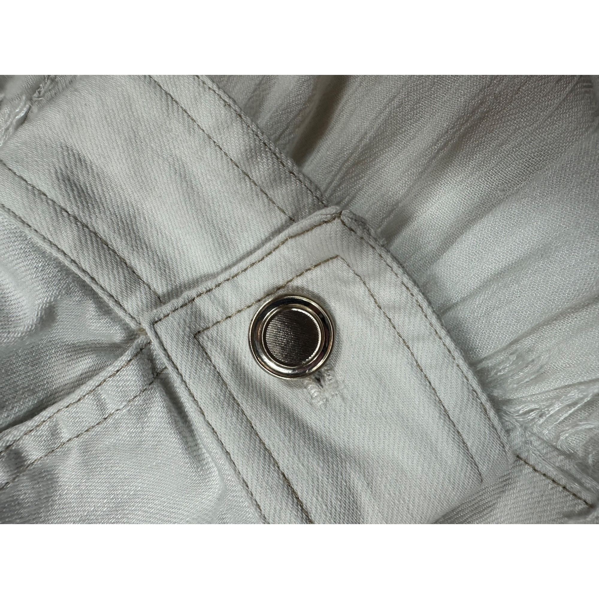 Chicos Chico’s White Lace Ruffled Button Up Jean Jacket Size 1 - Sm Size S / US 4 / IT 40 - 8 Thumbnail
