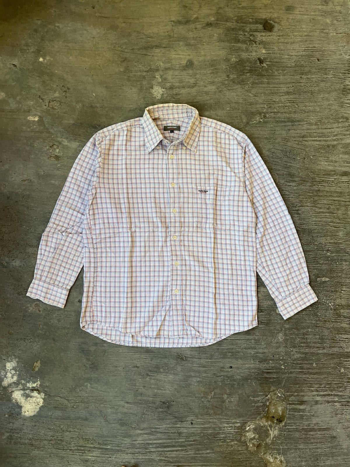 Designer × Flannel × Vintage Marie Claire Homme Plaid Flannel Shirt Size US L / EU 52-54 / 3 - 1 Thumbnail