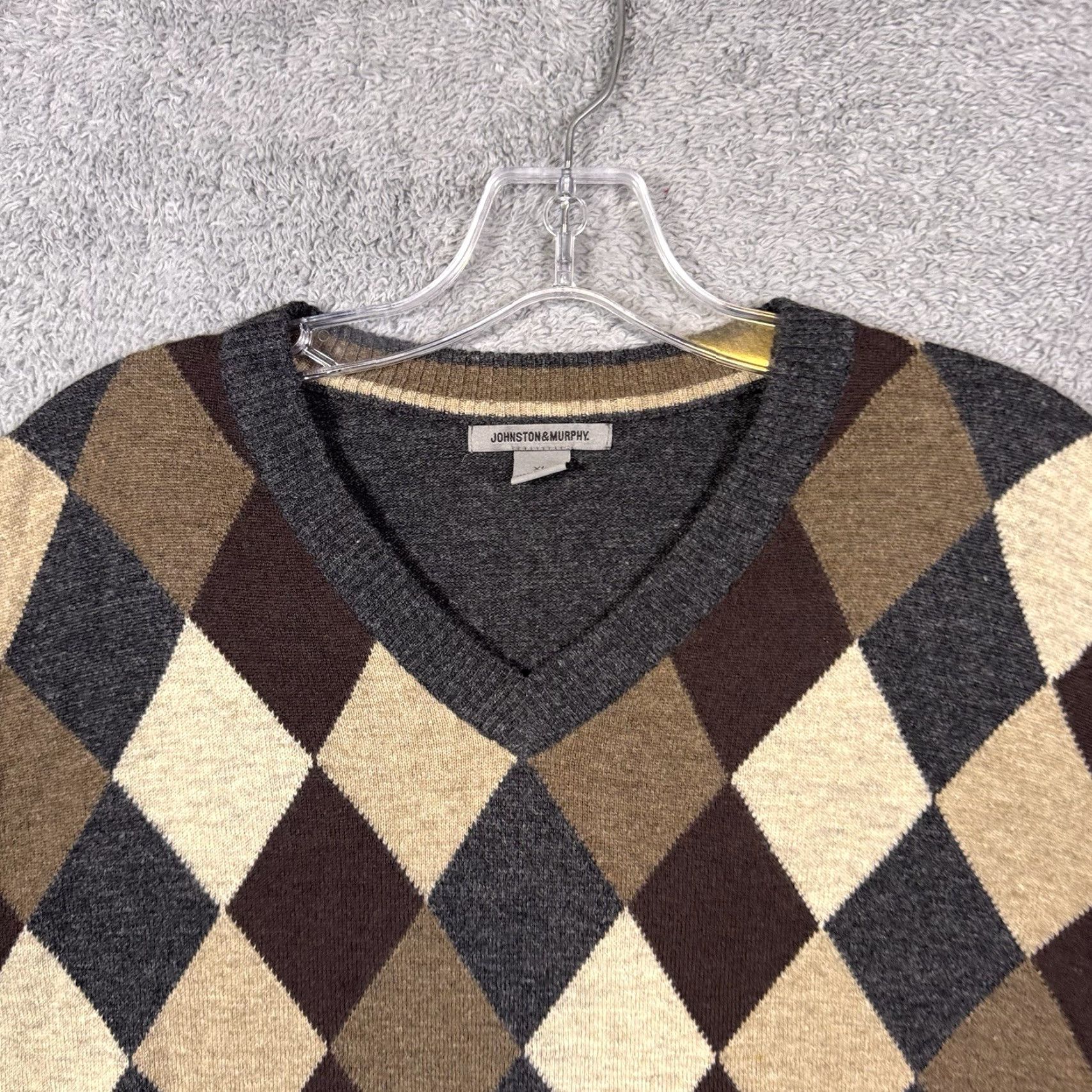 Johnston & Murphy Johnston & Murphy Sweater Mens XL 100% Lambswool V Neck Argyle Pullover Knit Size US XL / EU 56 / 4 - 4 Thumbnail