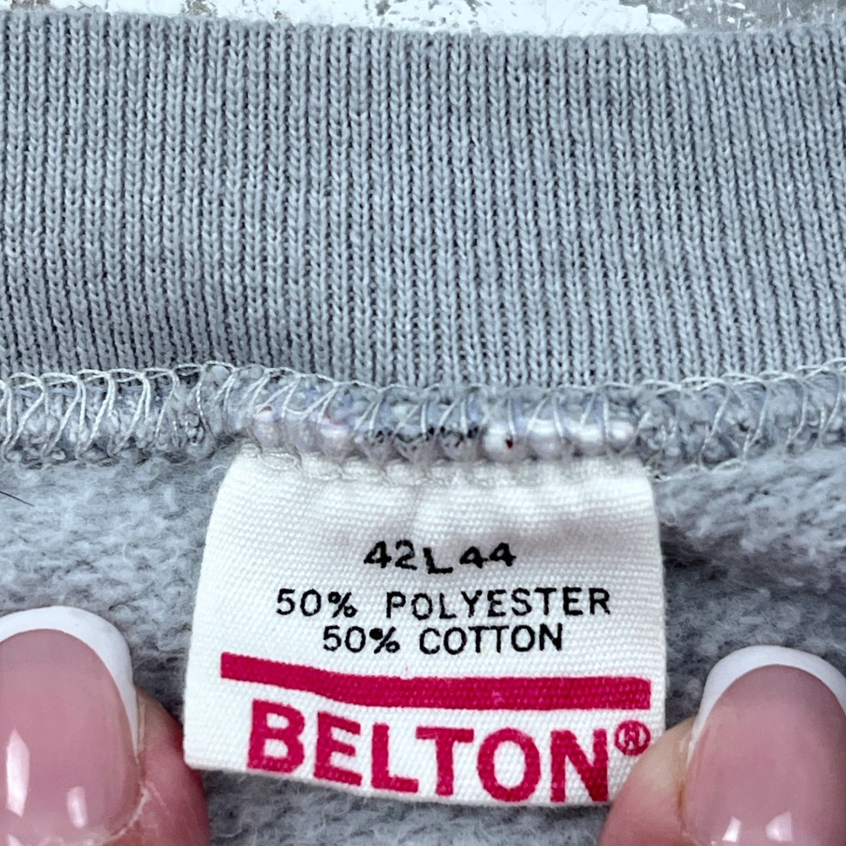 Vintage VINTAGE Belton Sweatshirt Men Large Gray Crewneck 90s USA Graphic Print Embroidered Logo Size US L / EU 52-54 / 3 - 4 Thumbnail