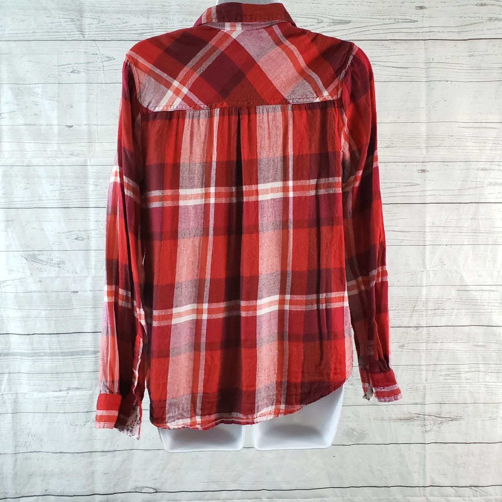 Lucky Brand Lucky Brand Button Front Shirt Womens Sz S Plaid Long Sleeve Red Cotton Blend Casual Size S / US 4 / IT 40 - 4 Thumbnail