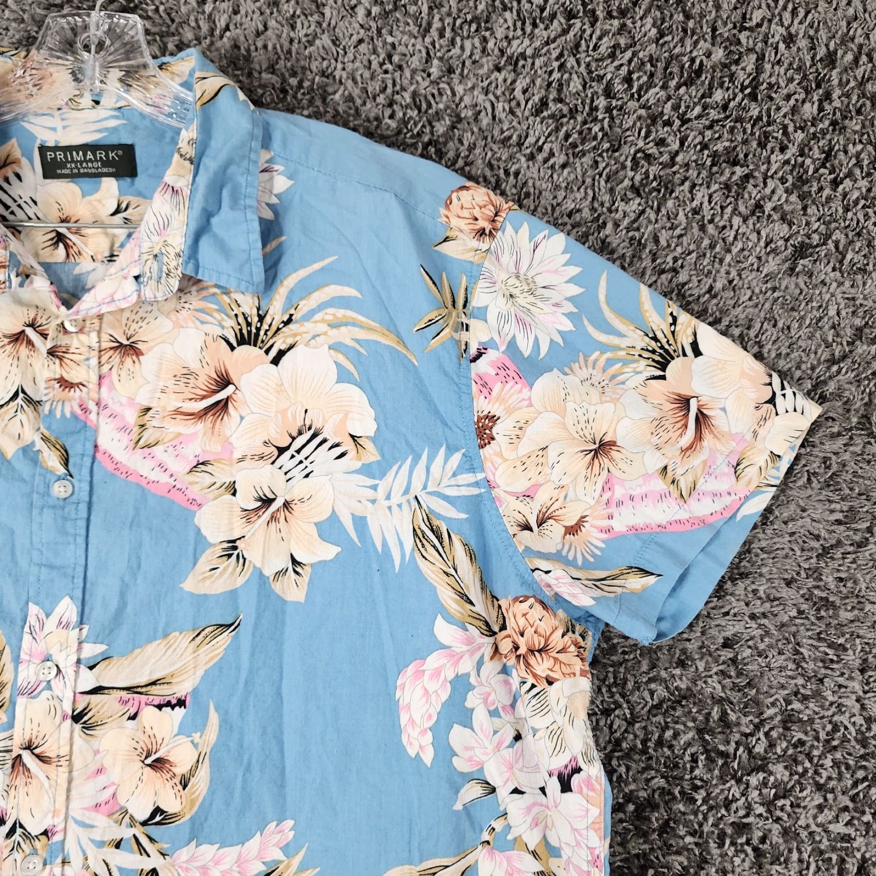 Primark Primark Mens Blue Floral Short Sleeve Hawaiian Button-Up Size 2XL Size US 39 - 3 Thumbnail